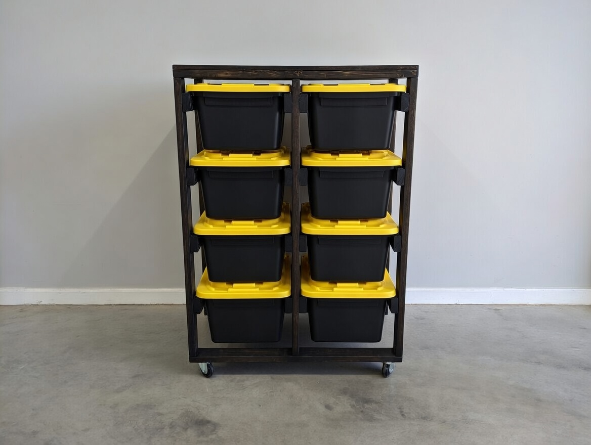 2-wide 4-high with casters + stain