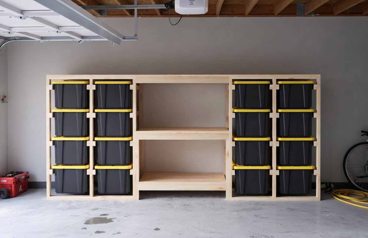 double 2-wide 4-high with shelves