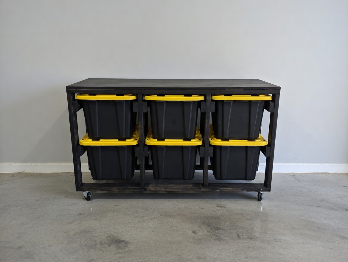 3-wide 2-high with casters + stain + top