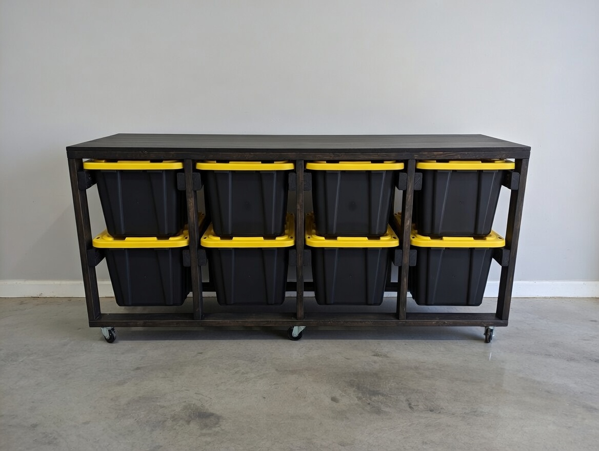 4-wide 2-high with casters + stain + top