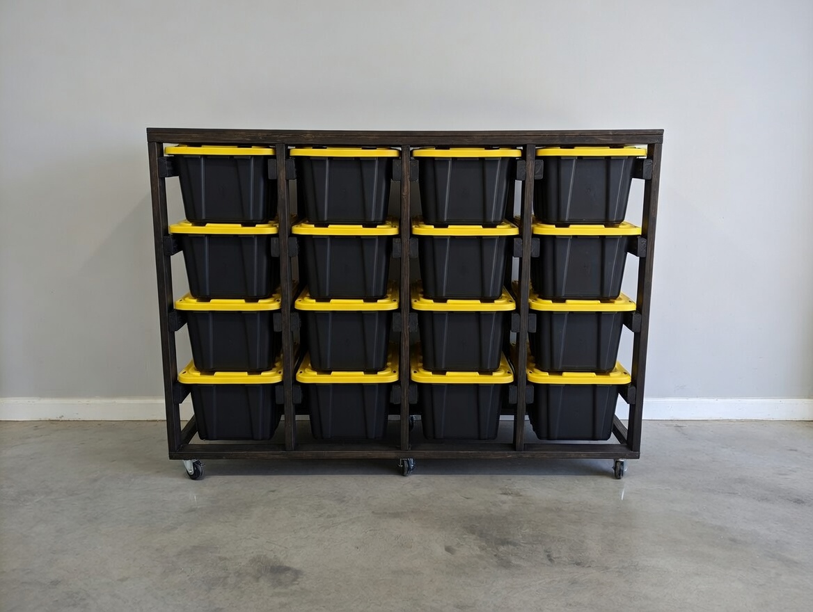 4-wide 4-high with casters + stain