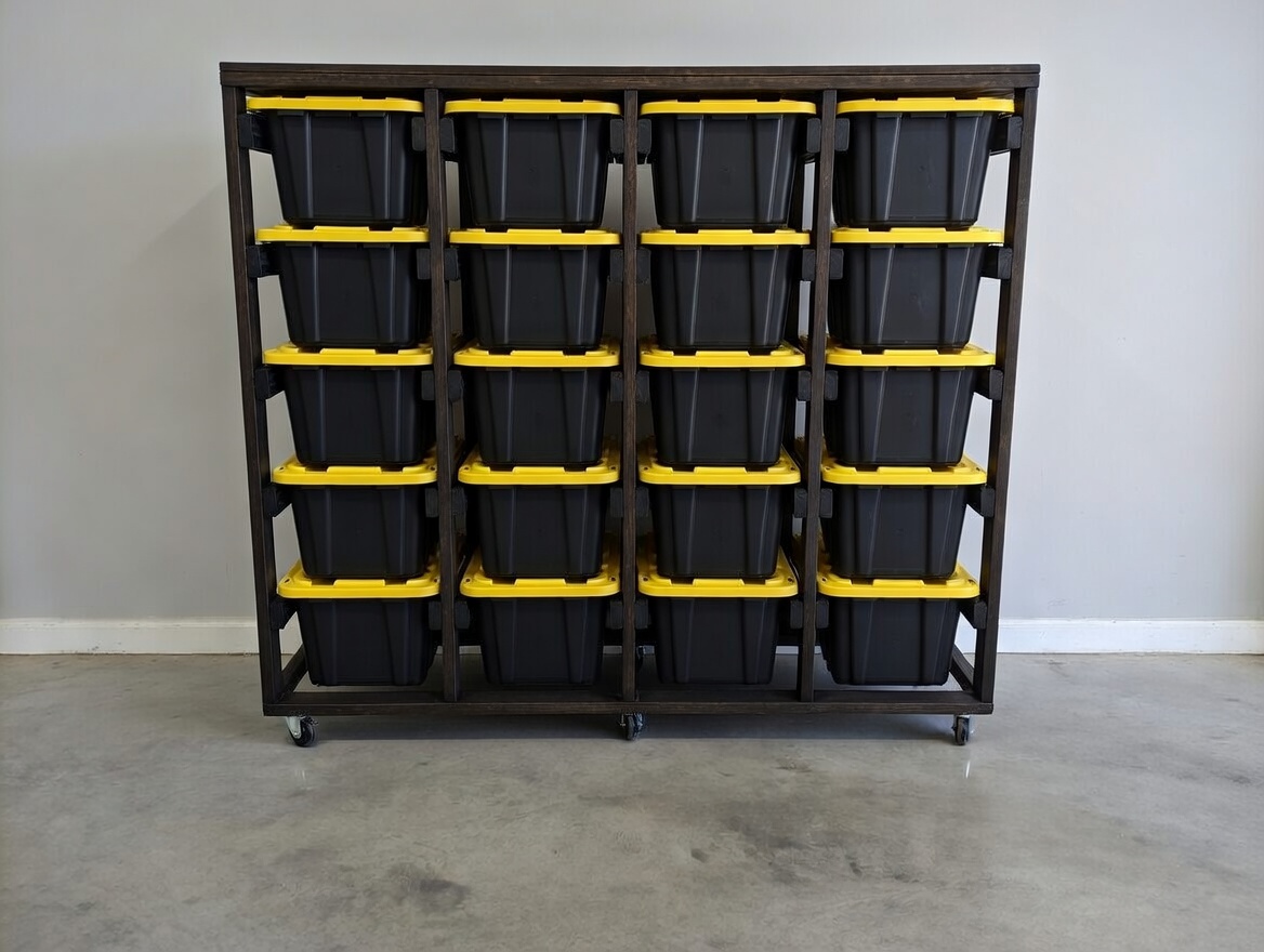 4-wide 5-high with casters + stain